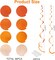 36 Pcs Orange Hanging Swirl Decorations - Ombre Felt Ceiling Streamers for Fall Harvest, Thanksgiving Party, Autumn Wedding, & Pumpkin Baby Shower Decor